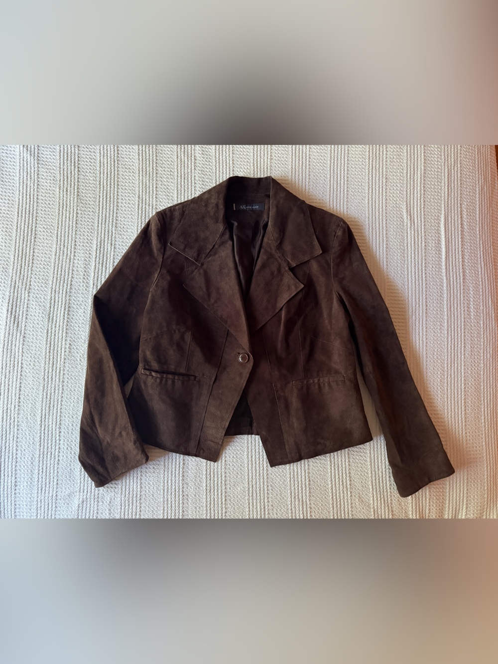 Anne Klein Dark Brown Suede Blazer Jacket